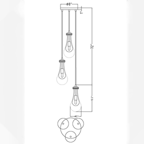 Raindrop Round Chandelier 3 LIGHTS D 8"