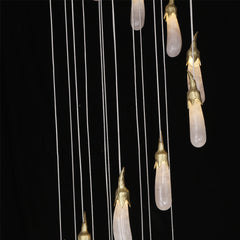 Modern 24 Rock Crystal Long-eggplants Modern Chandelier 138 Inch Long Staircase Chandelier