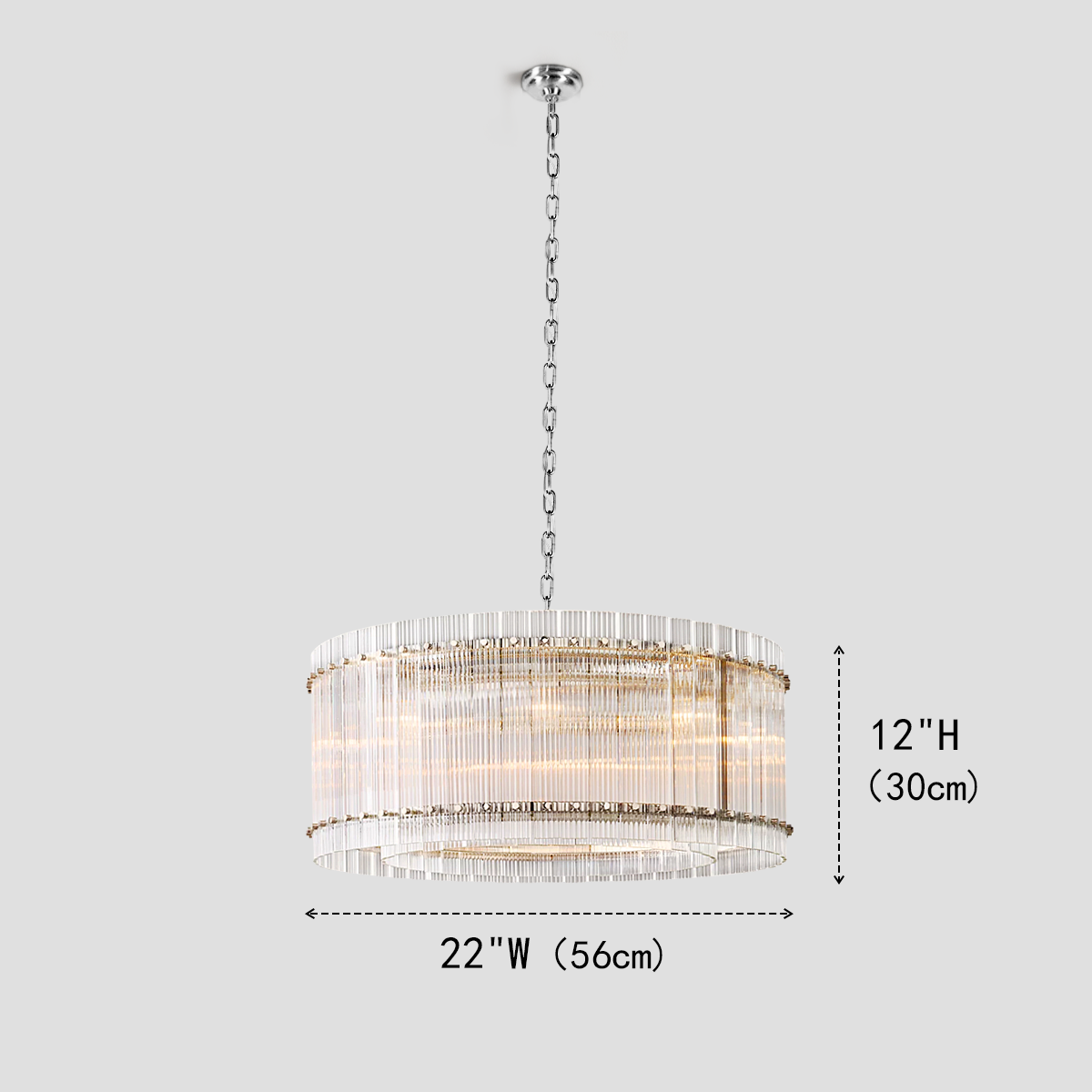 Carmel Round Ribbed Glass Chandelier