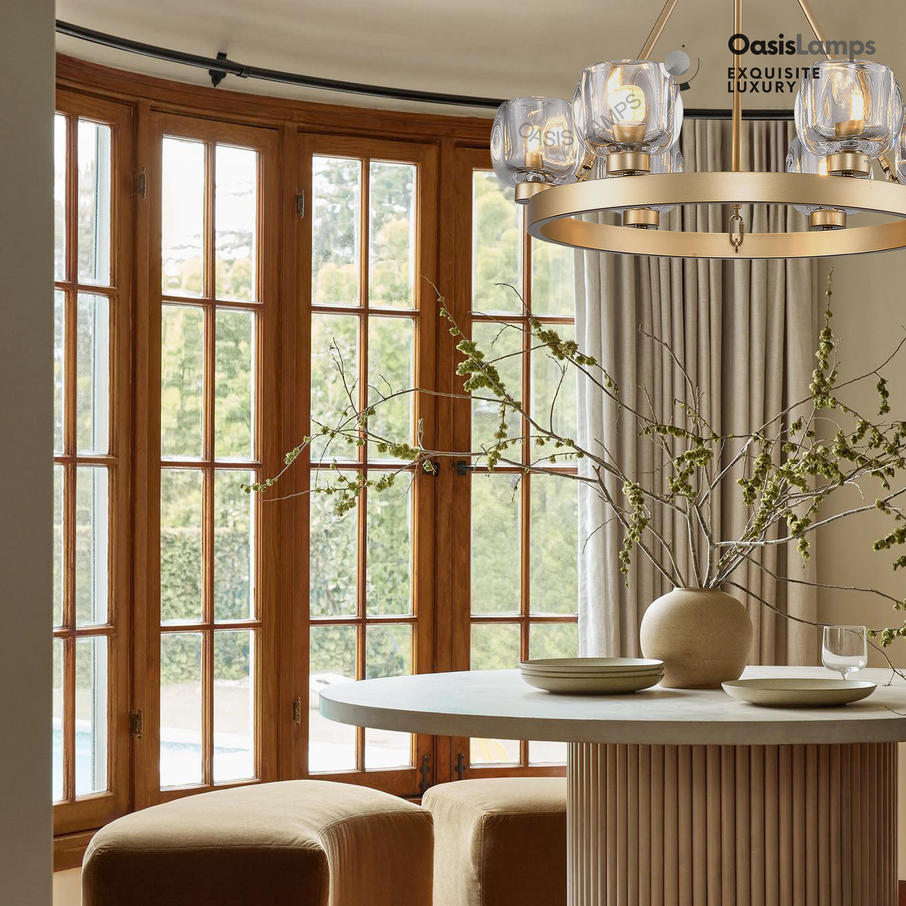 Vellum Round Chandelier 24" 36" 48" 59"D#size_24"-round,color_brass