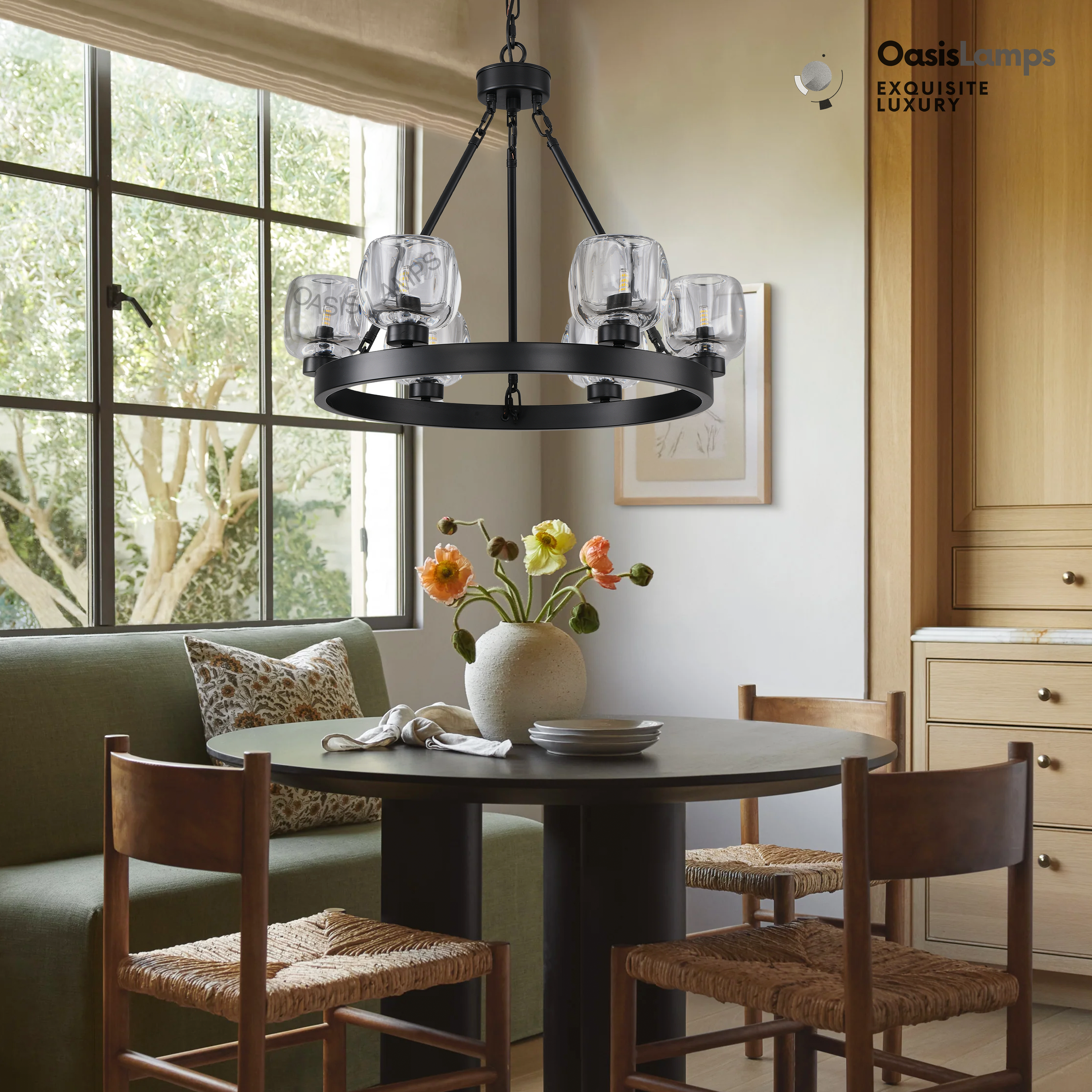 Vellum Round Chandelier 24" 36" 48" 59"D#size_24"-round,color_black