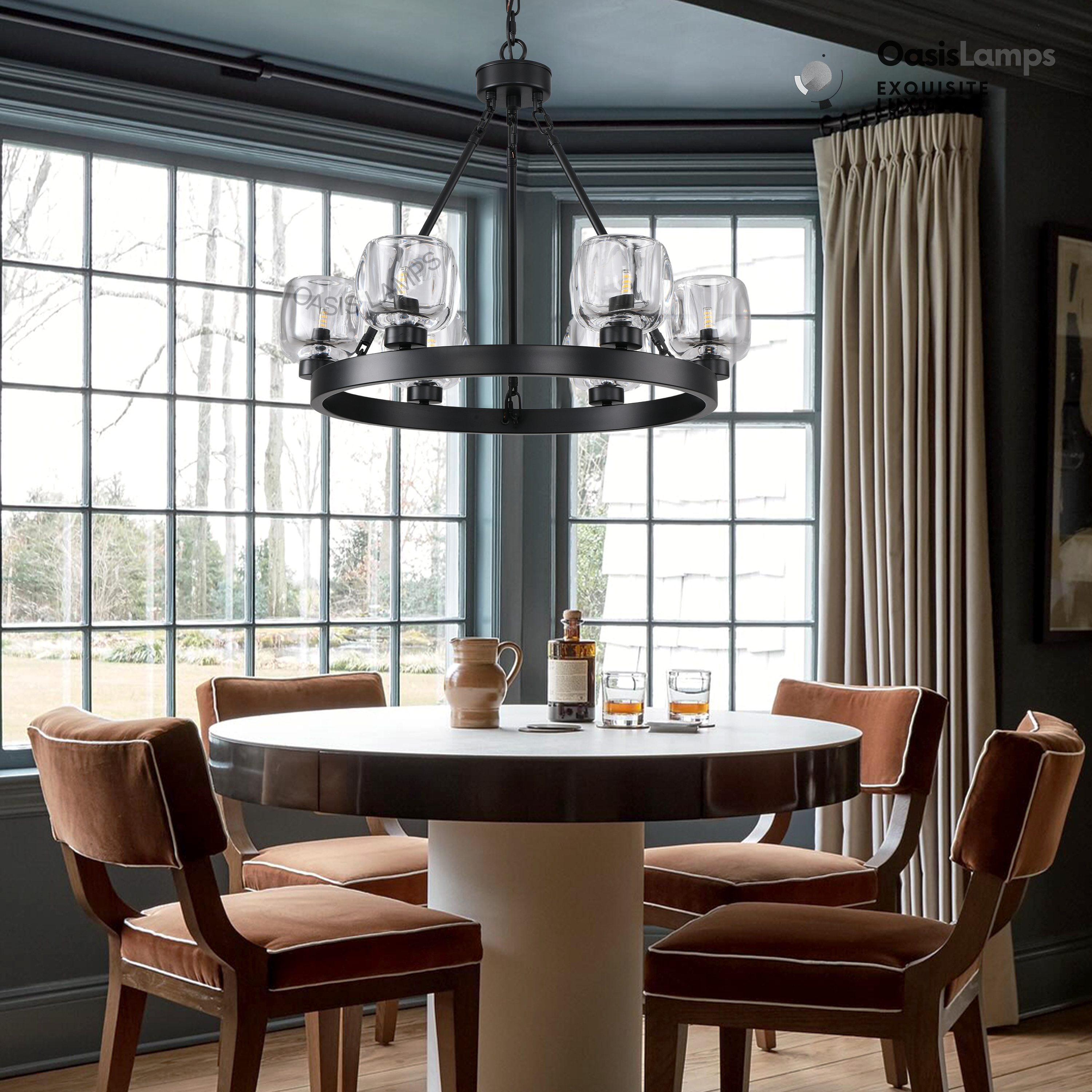 Vellum Round Chandelier 24" 36" 48" 59"D#size_24"-round,color_black