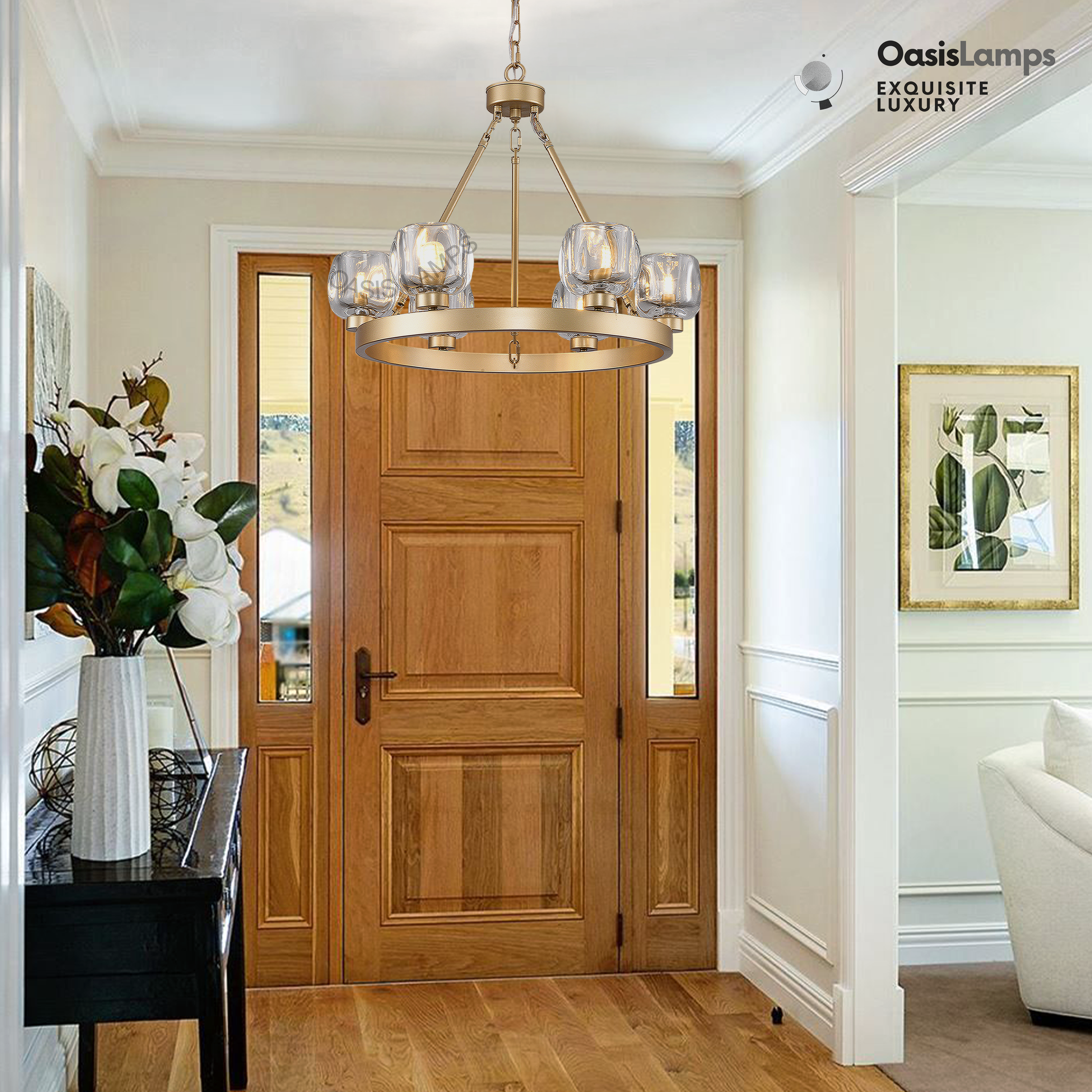 Vellum Round Chandelier 24" 36" 48" 59"D#size_24"-round,color_brass