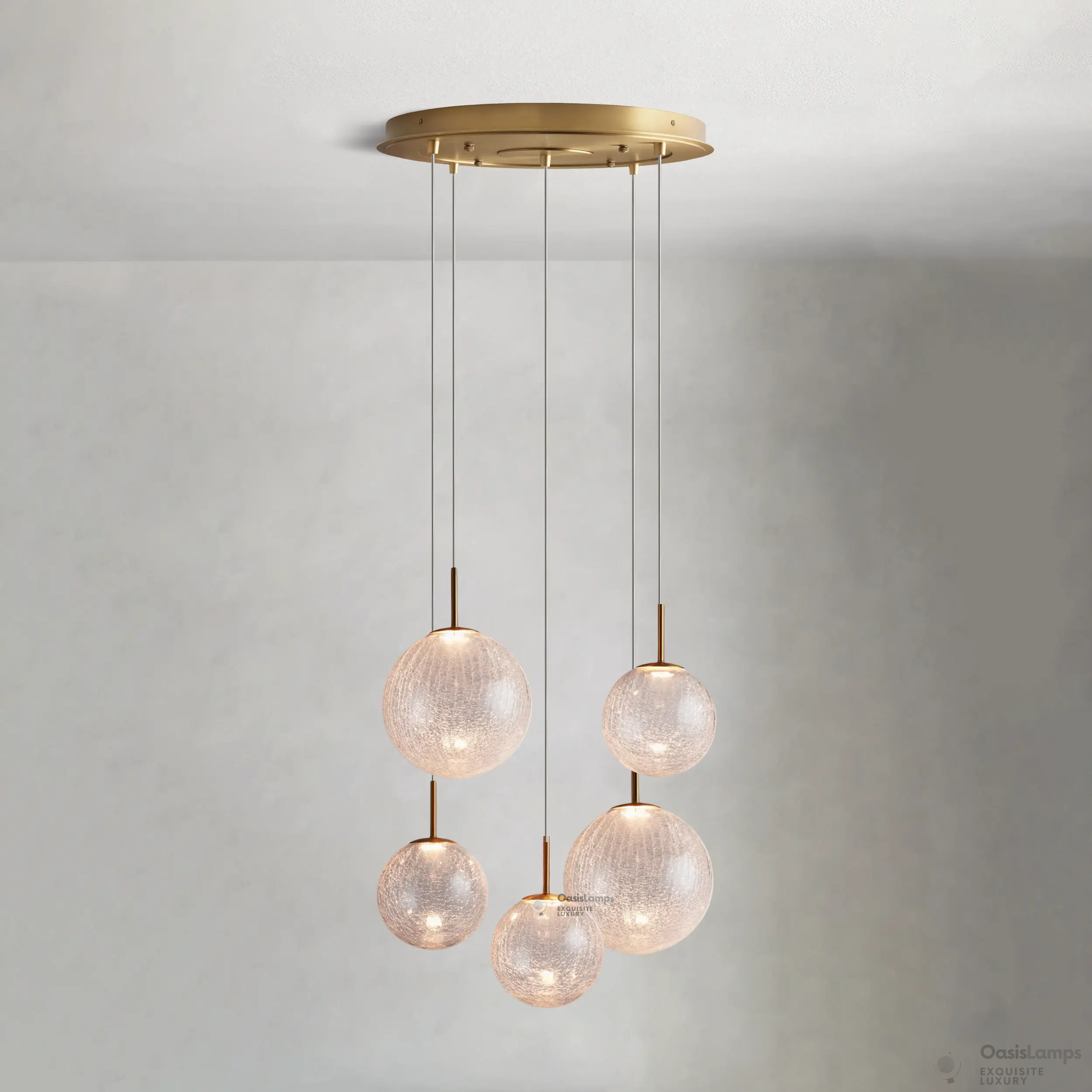 Casen Ablown Crackle Glass Globe Round Chandelier 20" 28" 34" 43"D