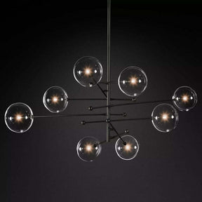 Globe Glass Modern Eight-Arm Chandelier 79"W