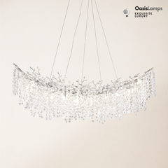 Lustre Branches Crystal Rectangular Chandelier 55"L#Color_silver