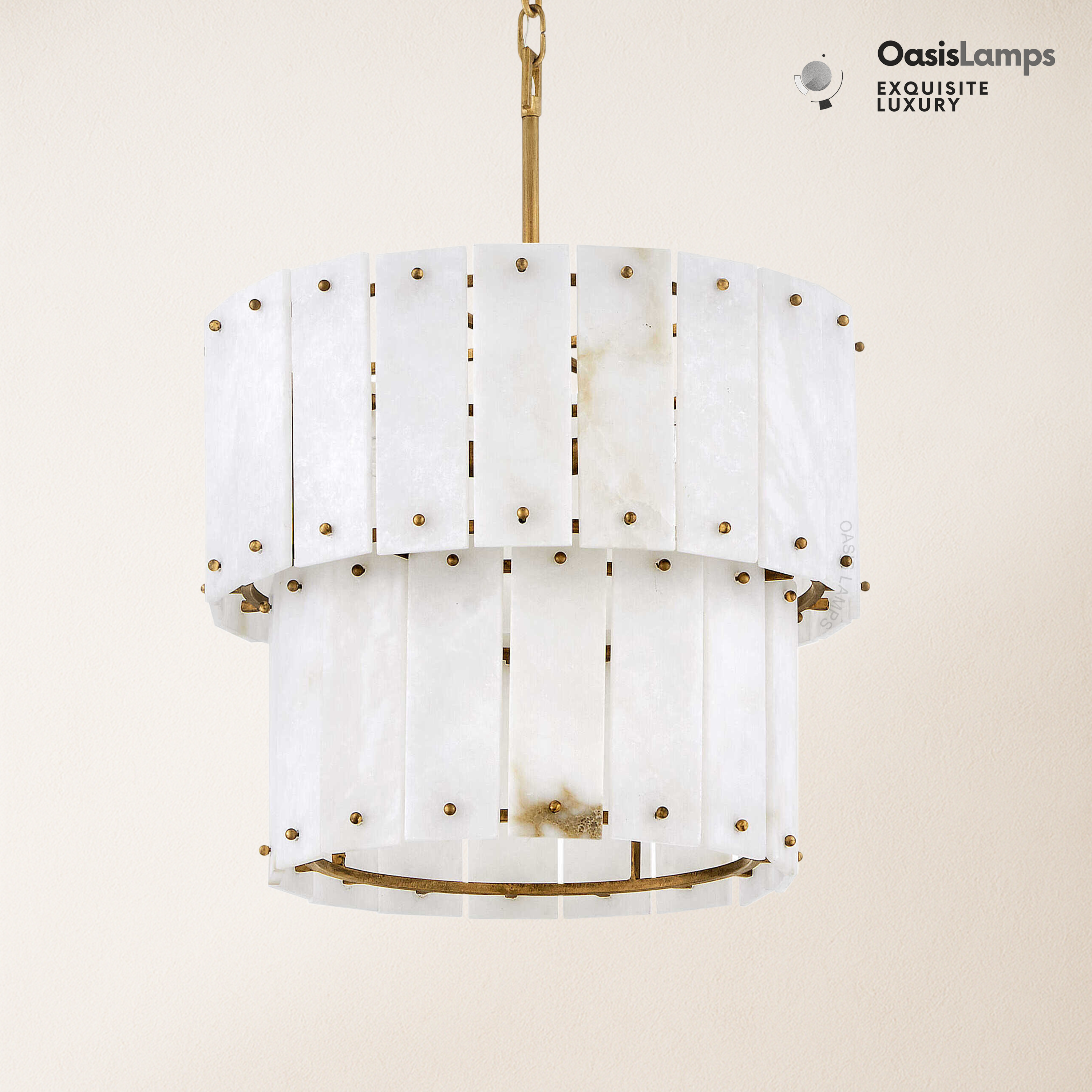 Rancho Alabaster Flake 2-Tier Round Chandelier (Small)