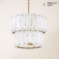 Rancho Alabaster Flake 2-Tier Round Chandelier (Small)