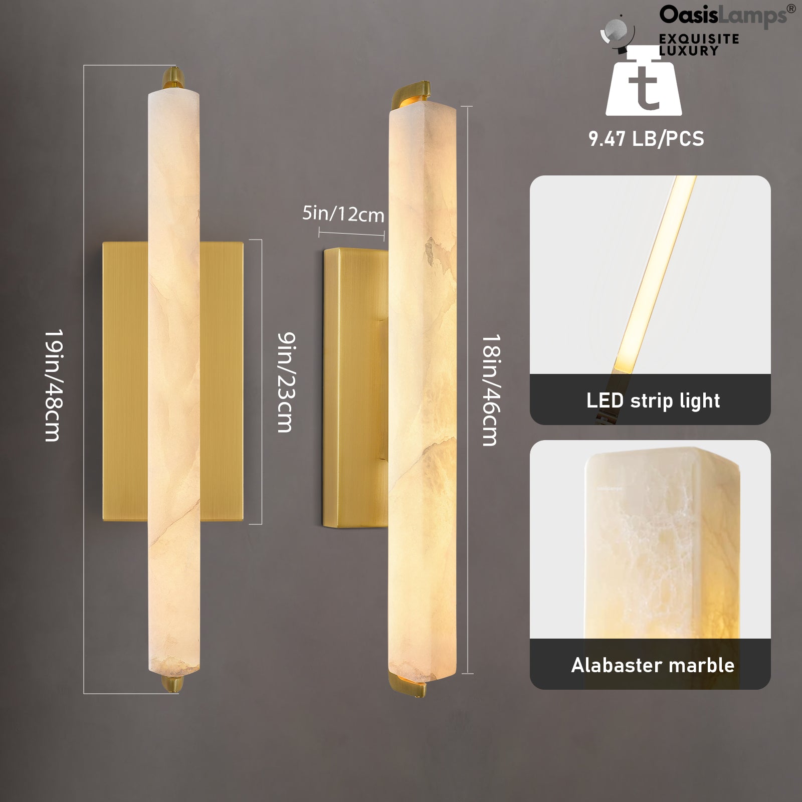 Clara Glow Alabaster Wall Sconce 19"#color_brass,style_single