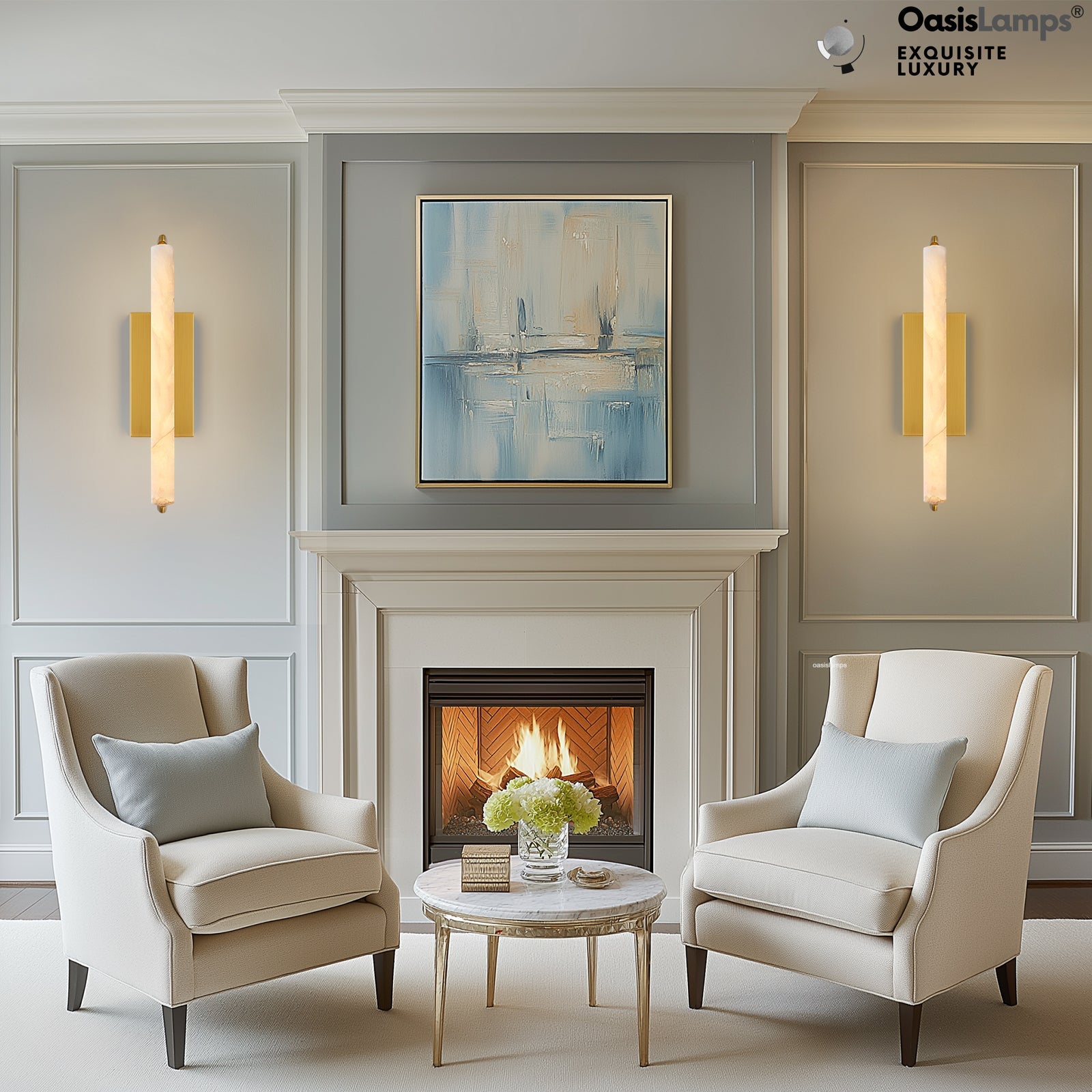 Clara Glow Alabaster Wall Sconce 19"#color_brass,style_single