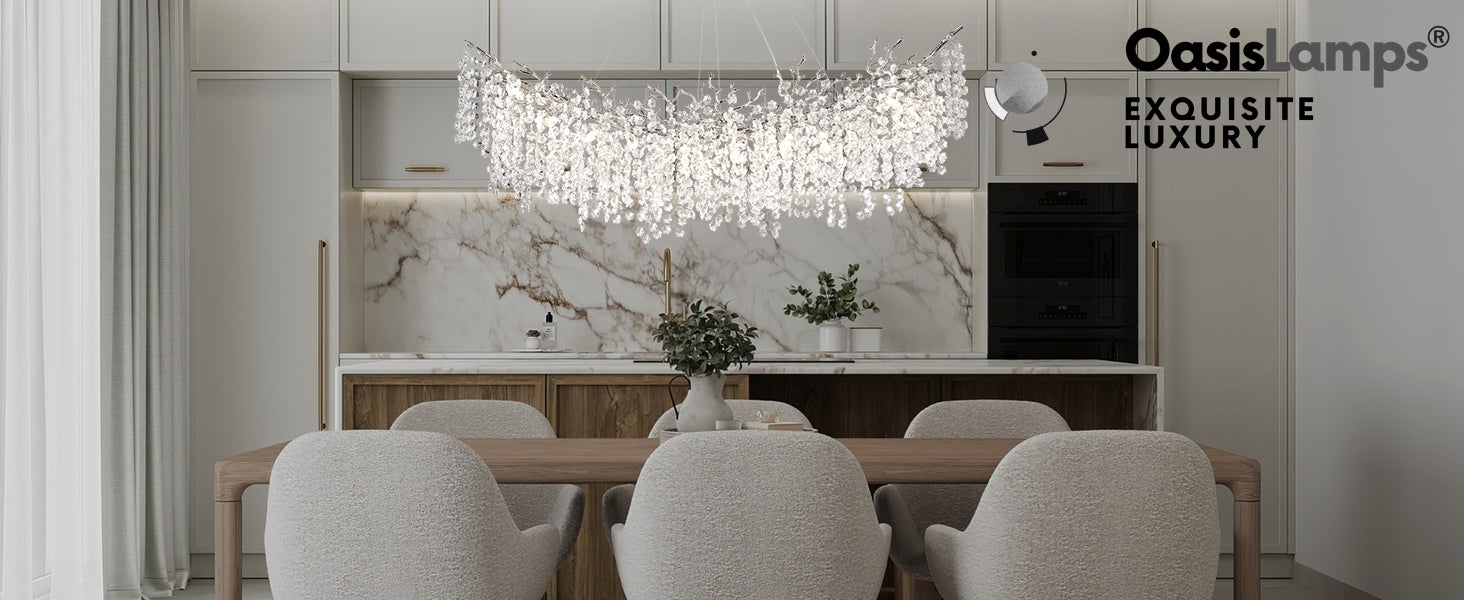 Lustre Branches Crystal Rectangular Chandelier 55"L#Color_silver