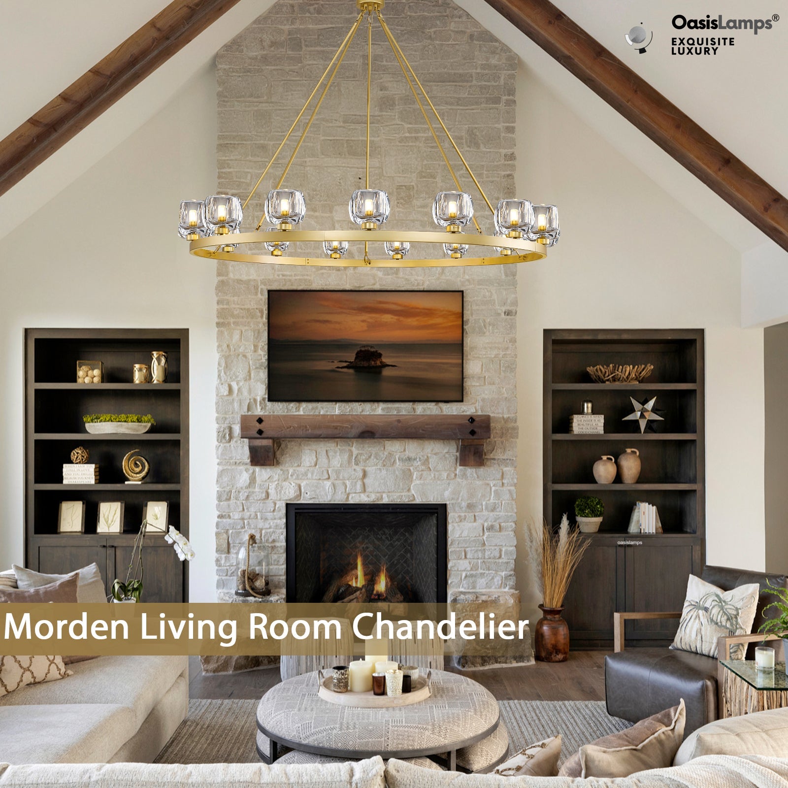 Vellum Round Chandelier 24" 36" 48" 59"D#size_59"-round,color_brass