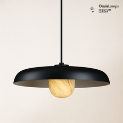 MineraLight Alabaster Industrial Pendant Light 19.3''D