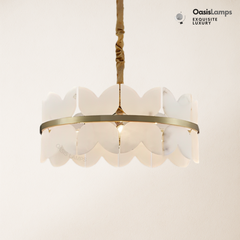 Alabaster Cloudscape Brass 1-Layer Chandelier#Colour_Brass,size_1 Layer Dia 15.7″(40cm) x H 8.7″(22cm)