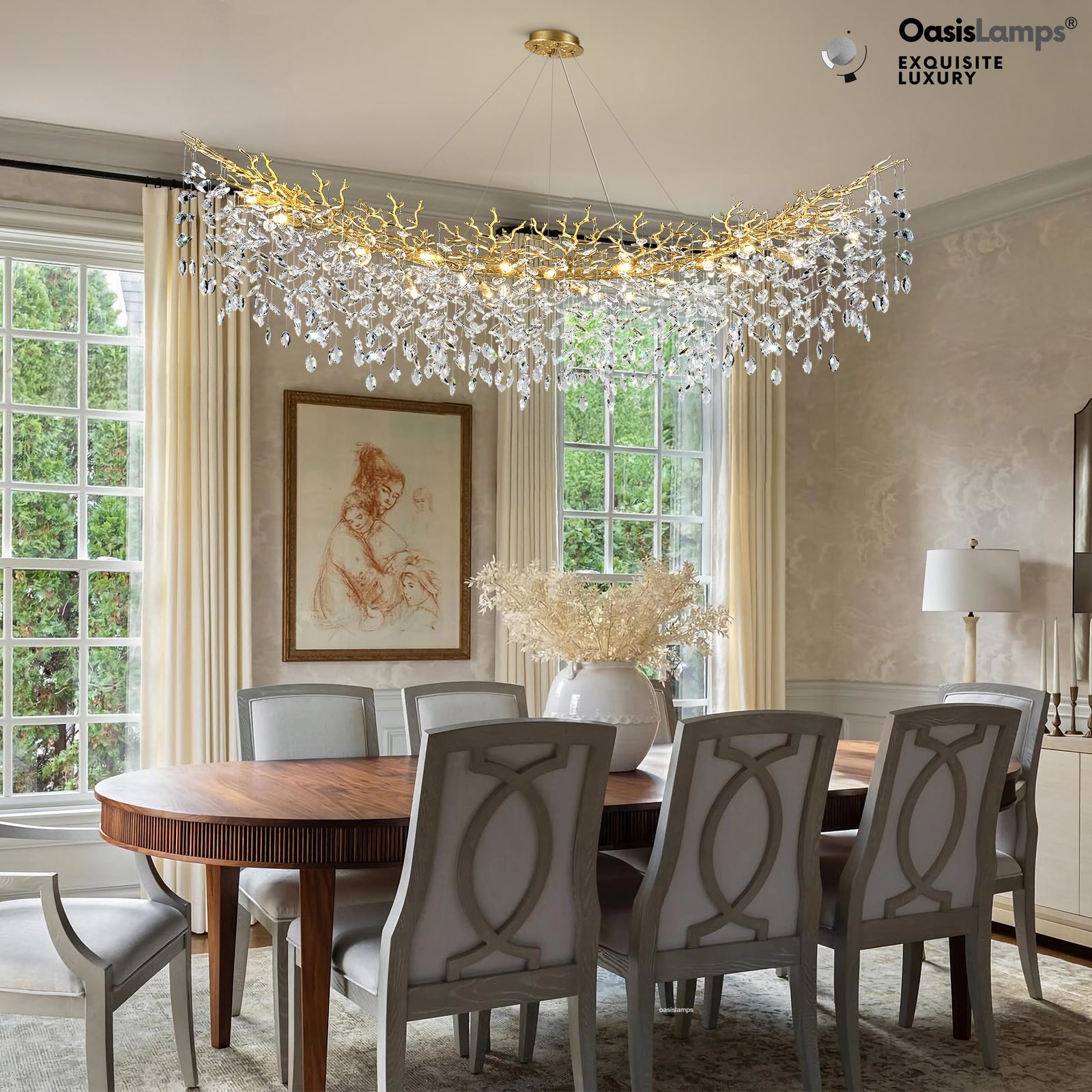 Frostleaf Cascade Tree Branch Linear Chandelier for All Rooms 55" 72"#Color_brass,Size_L-72inches