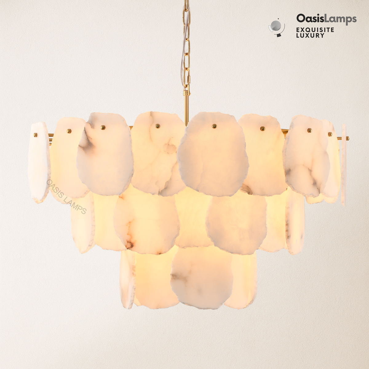 Moira Alabaster Multi-Tier Round Chandelier 32"D#Color_Brass