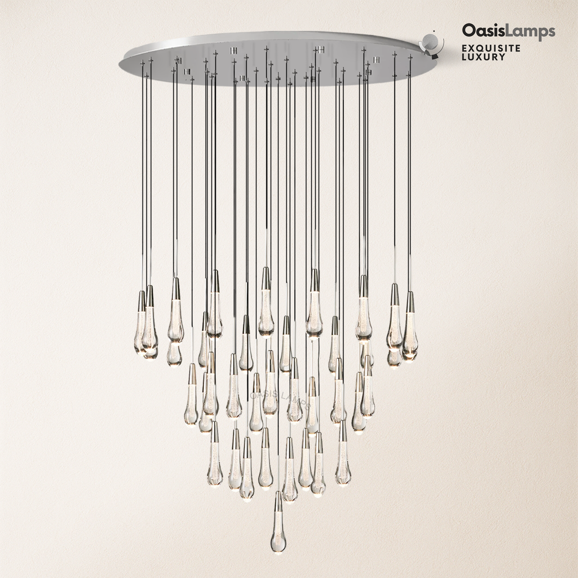 Elara Solitaires Round Crystal Chandelier 17'' 24'' 36'' 40'' 58''D#color_nickel,size_40"-40 lights