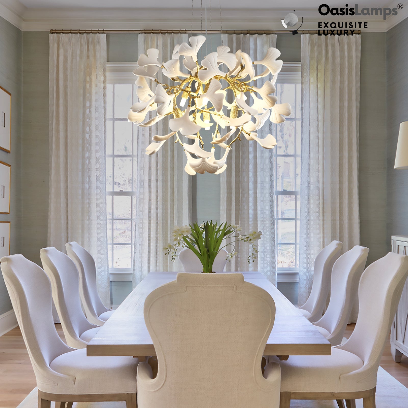 Twilight Branches Ceramic Glow Round Chandelier 23.6"D