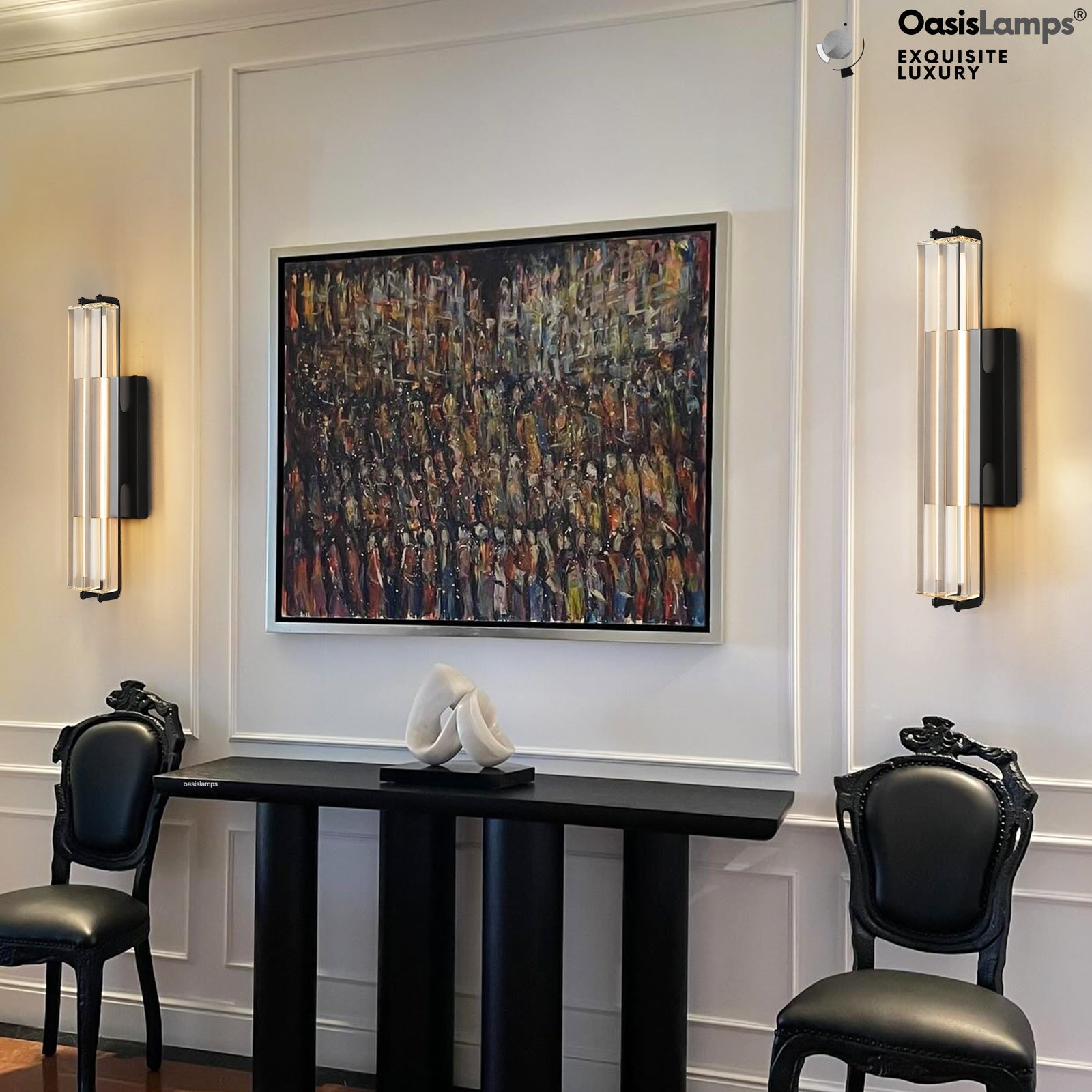 Clara Glow Crystal Wall Sconce 19"#color_black,style_double crystal