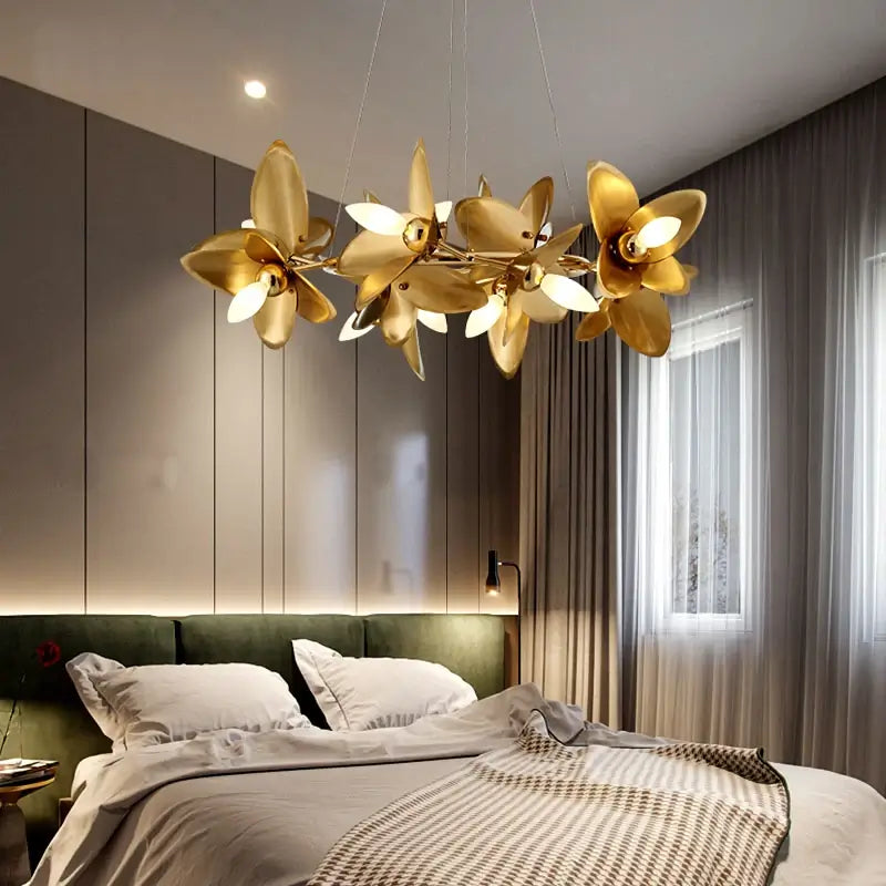 Gold Leaf Petal Design Chandelier