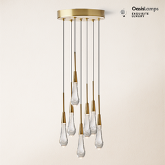 Elara Solitaires Round Crystal Pendant-3 lights 5 lights 7 lights#color_brass,size_7 lights