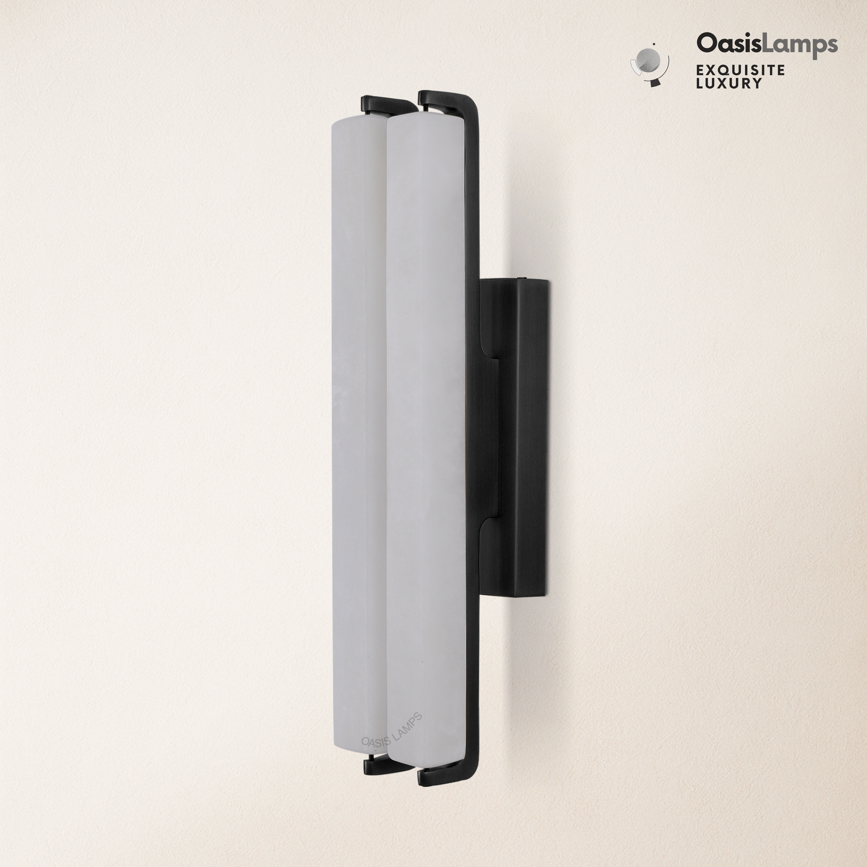 Clara Glow Alabaster Wall Sconce 19"#color_black,style_double