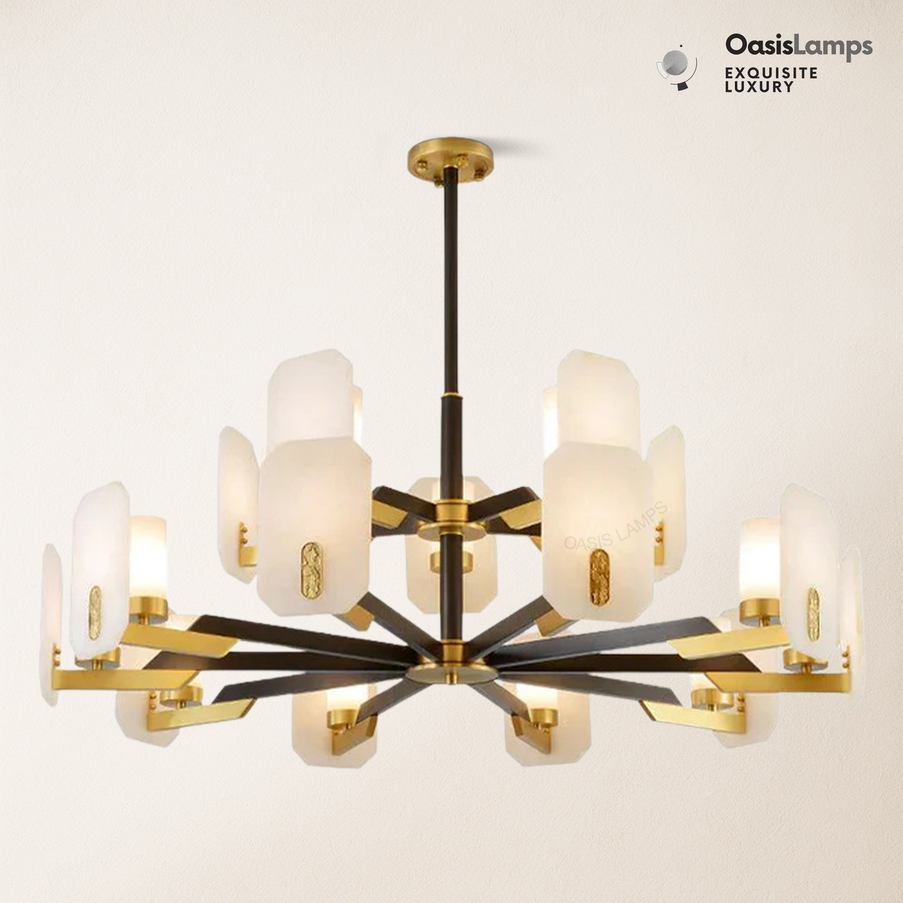 Janina Alabaster Flake Round chandelier#Size_10+5-Lights 40"D