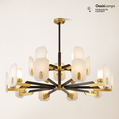 Janina Alabaster Flake Round chandelier#Size_10+5-Lights 40"D