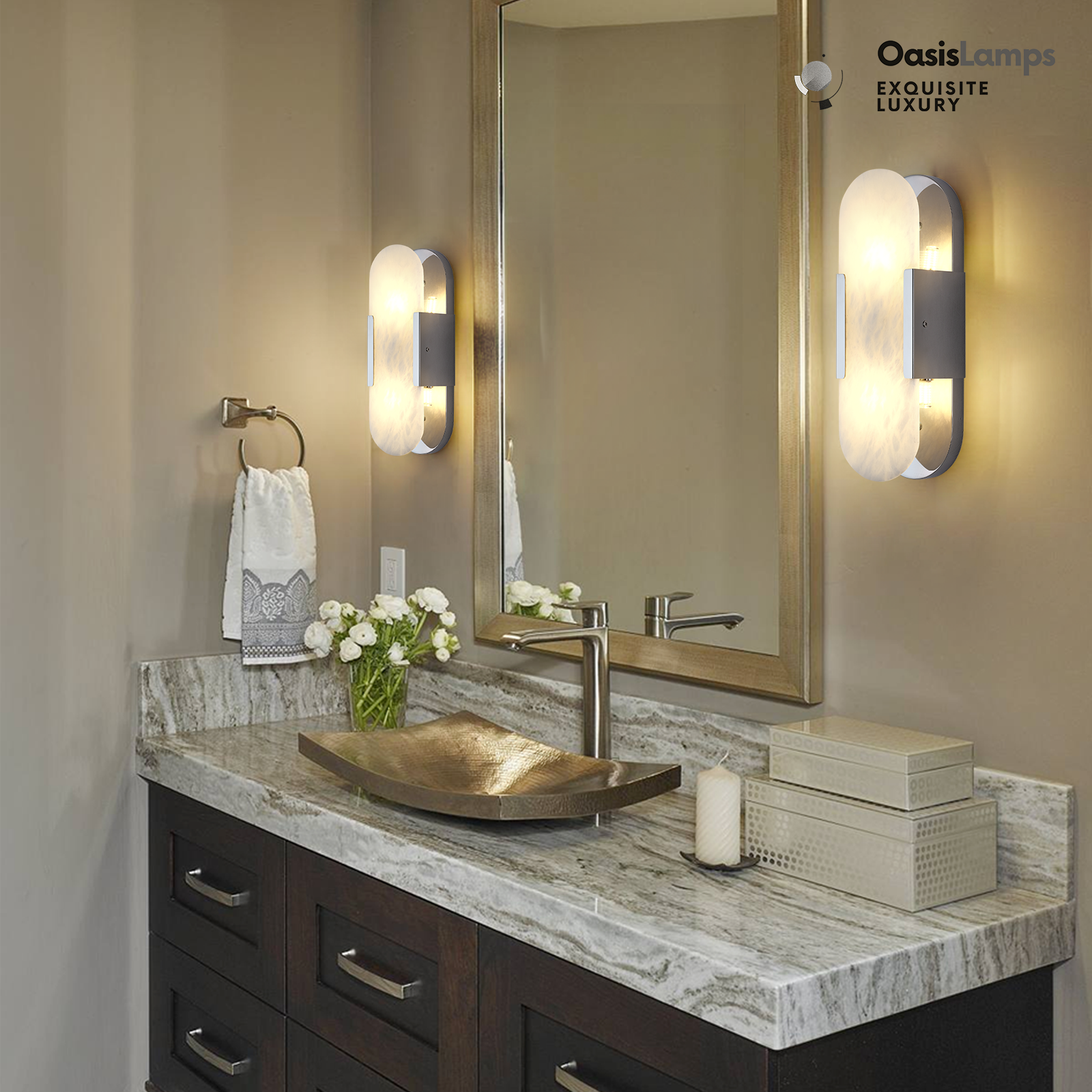 OpalEdge Oval Alabaster Wall Sconces 13.8" 19.7"H#Color_silver,size_13.8" H-1 Pack