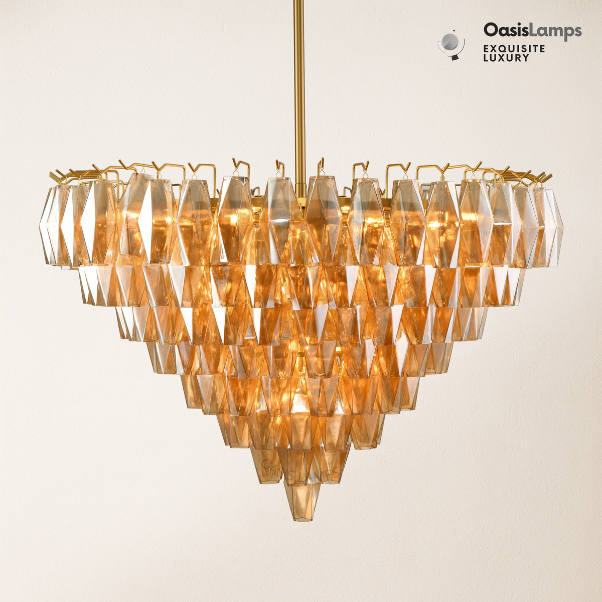 Celestial Drop Crystal Glass Chandelier 36"#color_brass