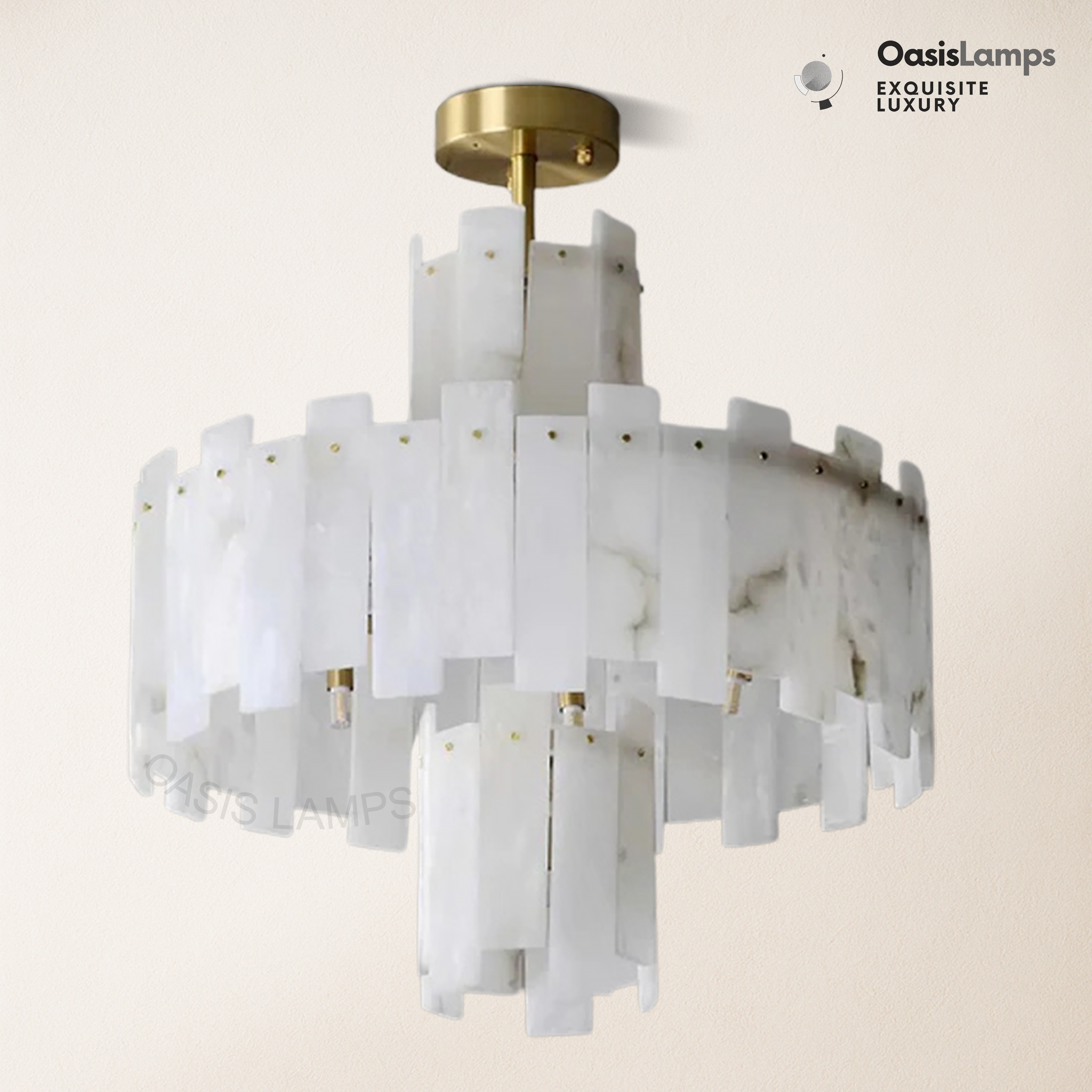 Janina Regina White Alabaster Flake Chandelier