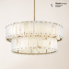 Rancho Alabaster 2-Tier Round Chandelier (34.25"D )