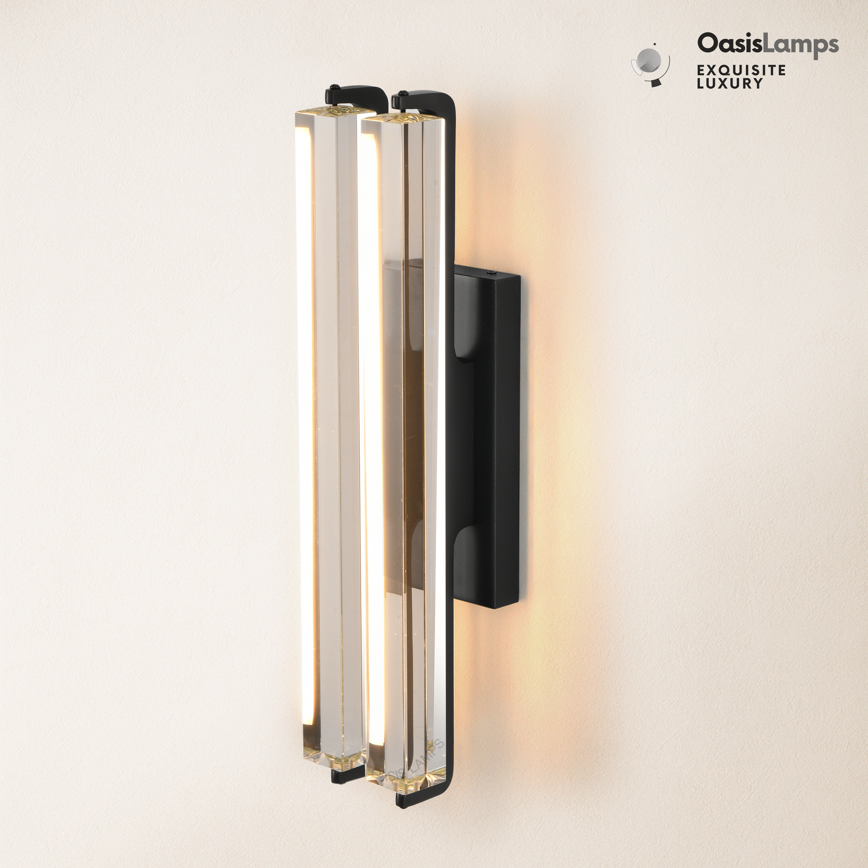 Clara Glow Crystal Wall Sconce 19"#color_black,style_double crystal