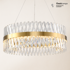 Vetro Prism Crystal Round Chandelier 23.6" 31.5" 40"D#Color_Brass,size_31.5"D