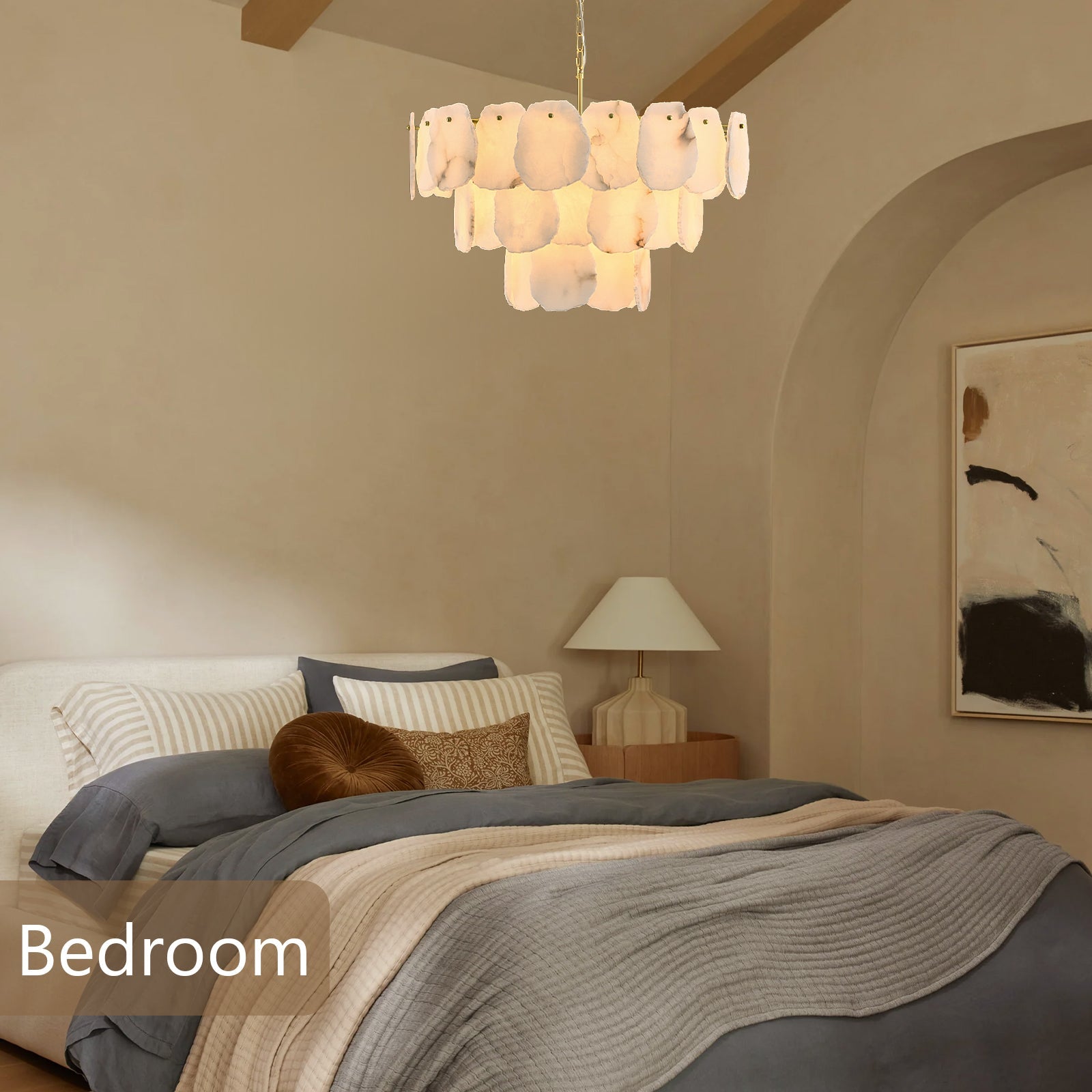 Moira Alabaster Multi-Tier Round Chandelier 32"D#Color_Brass