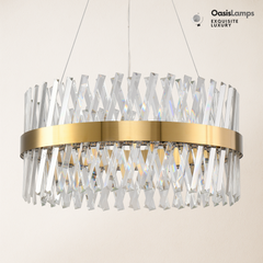 Vetro Prism Crystal Round Chandelier 23.6" 31.5" 40"D#Color_Brass,size_23.6"D