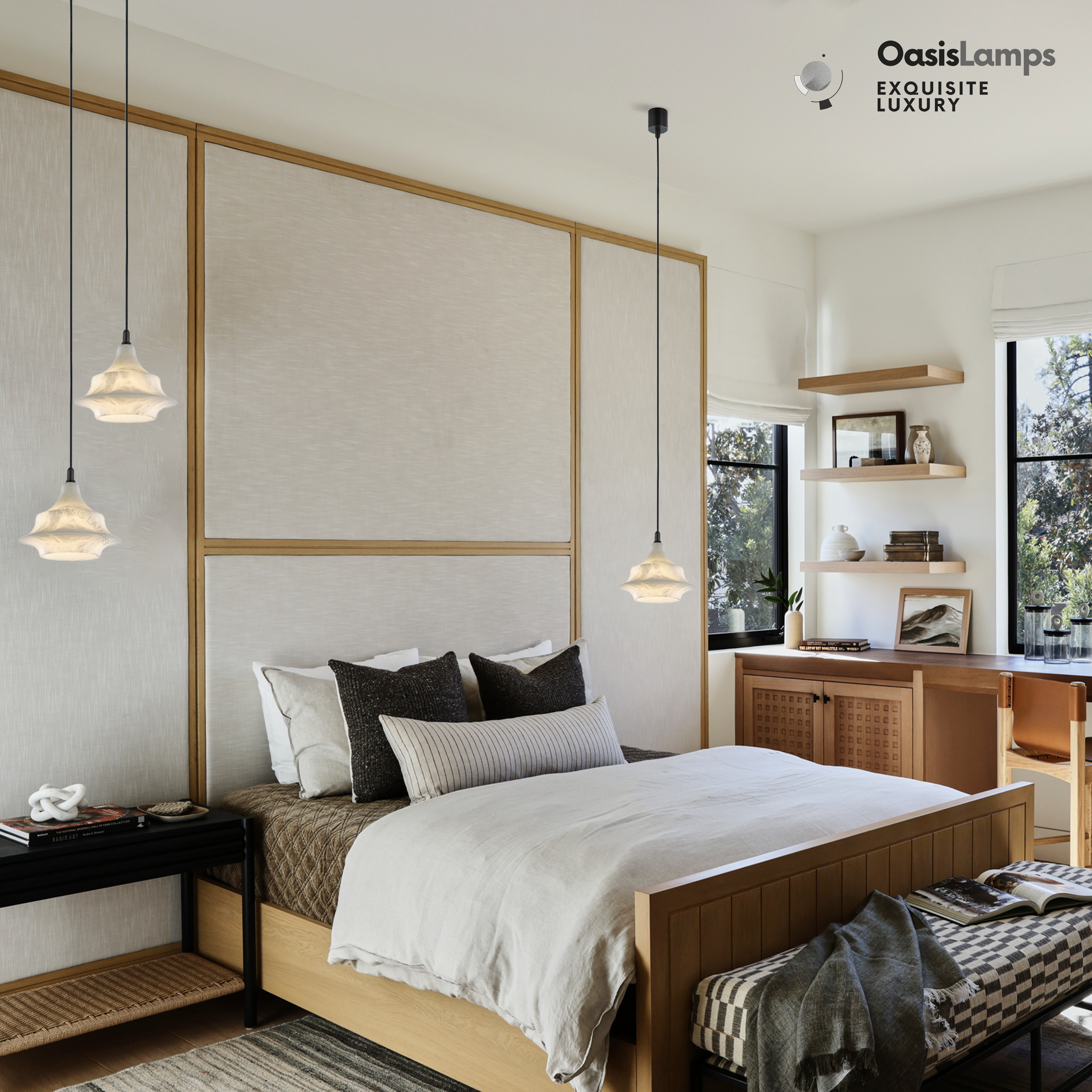 Bloom Alabaster Gleam Pendant 7''D