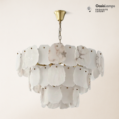 Moira Luxury Alabaster Brass Chandelier