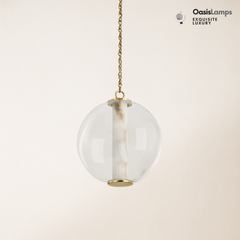 Auroba Alabaster Tube Glass Globe Pendant