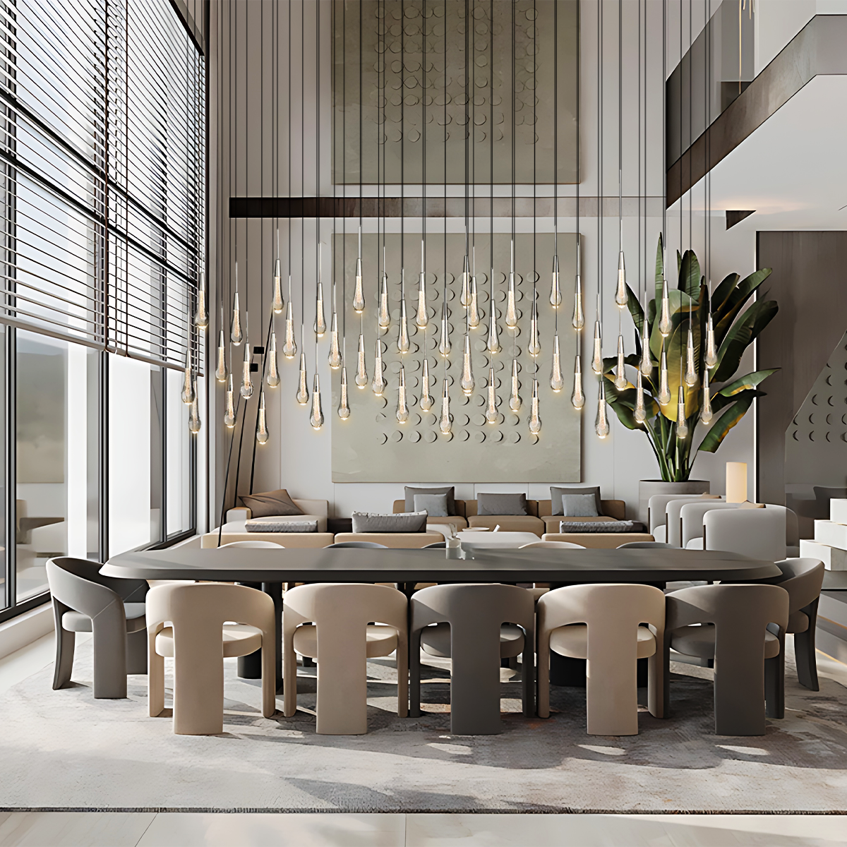 Elara Solitaires Linear Crystal Chandelier 37'' 50'' 70'' 87" 120"W#color_nickel,size_87"-52 lights