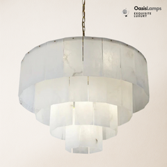 Dineve Modern Alabaster Multi-Layer Round Chandelier D31"