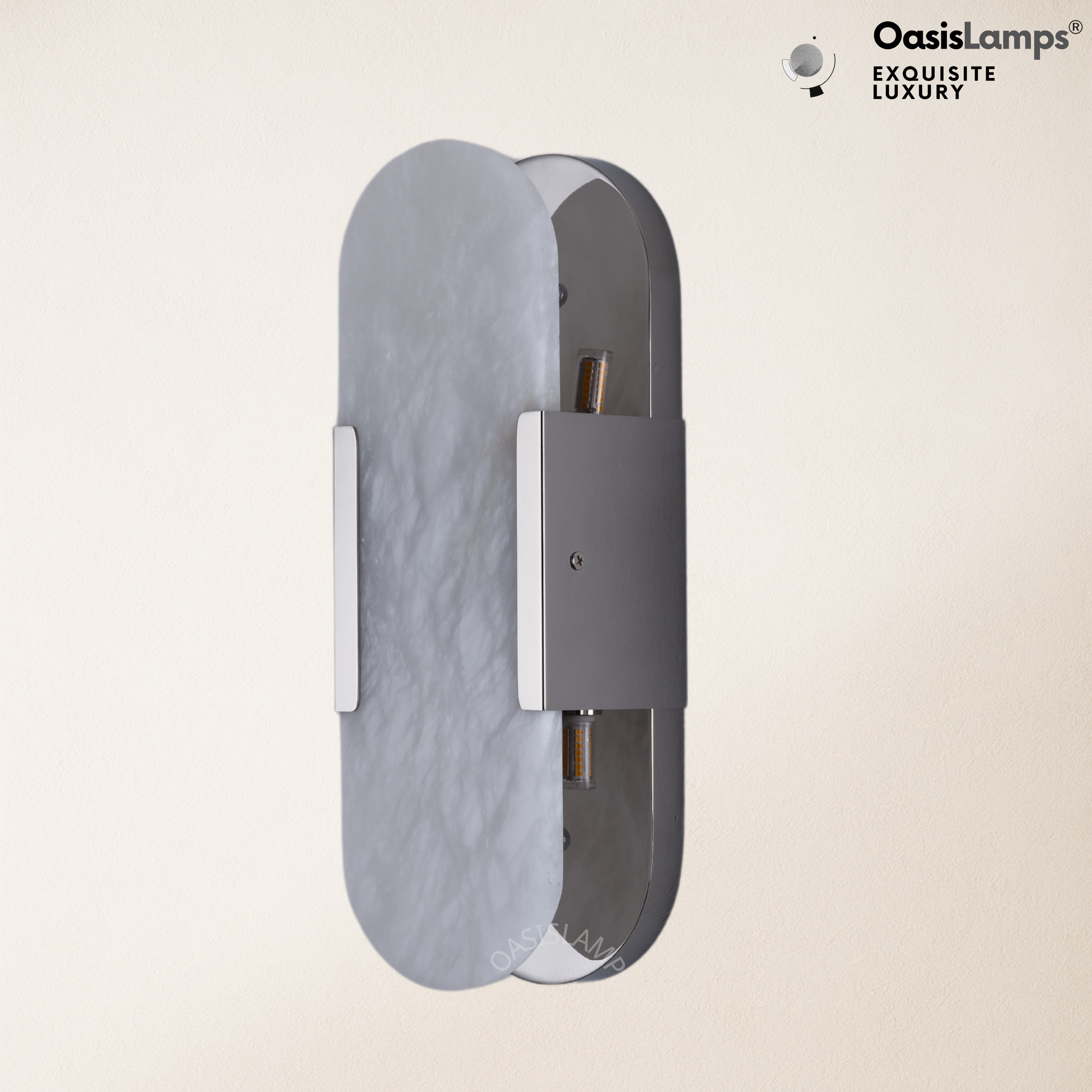 OpalEdge Oval Alabaster Wall Sconces 13.8" 19.7"H#Color_silver,size_13.8" H-1 Pack