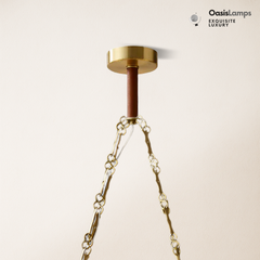 Moira Alabaster Marble Modern Snowflake Linear Chandelier with Chain