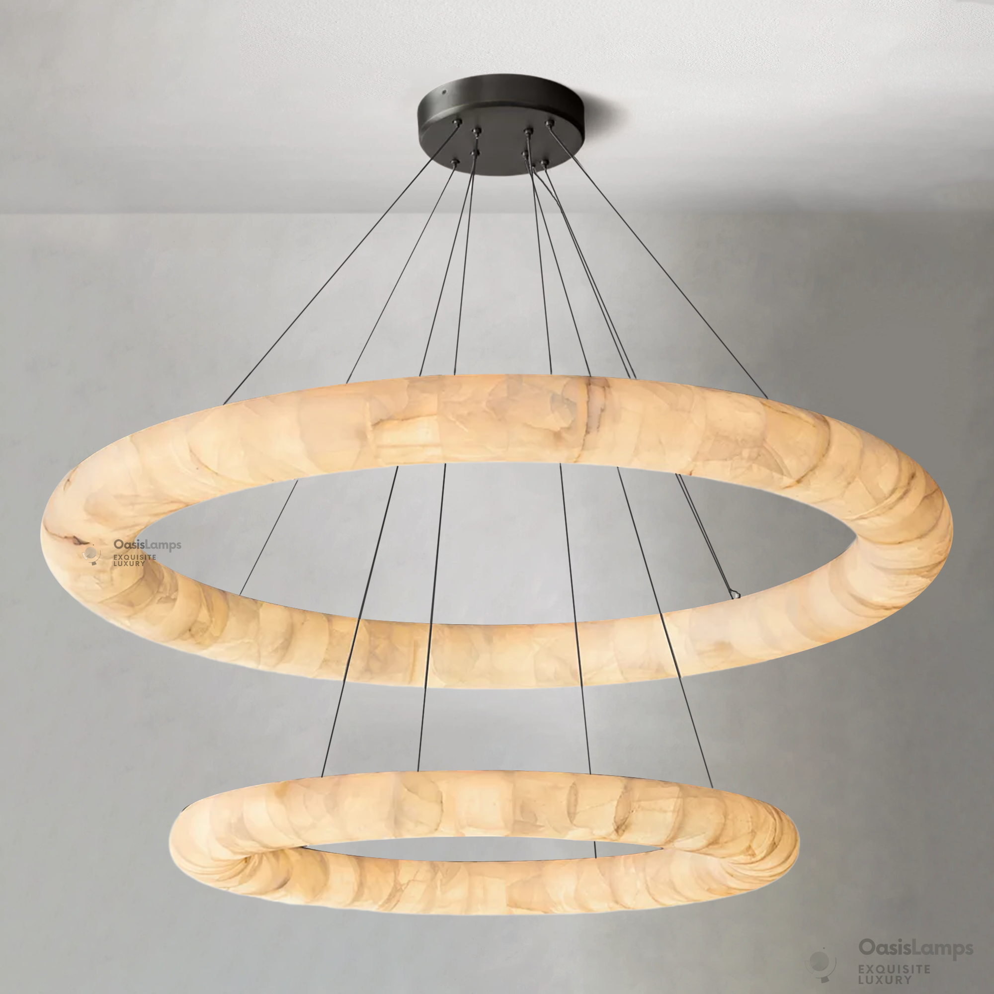 Alabaster Lisse 2 Tier Round Chandelier 61"D