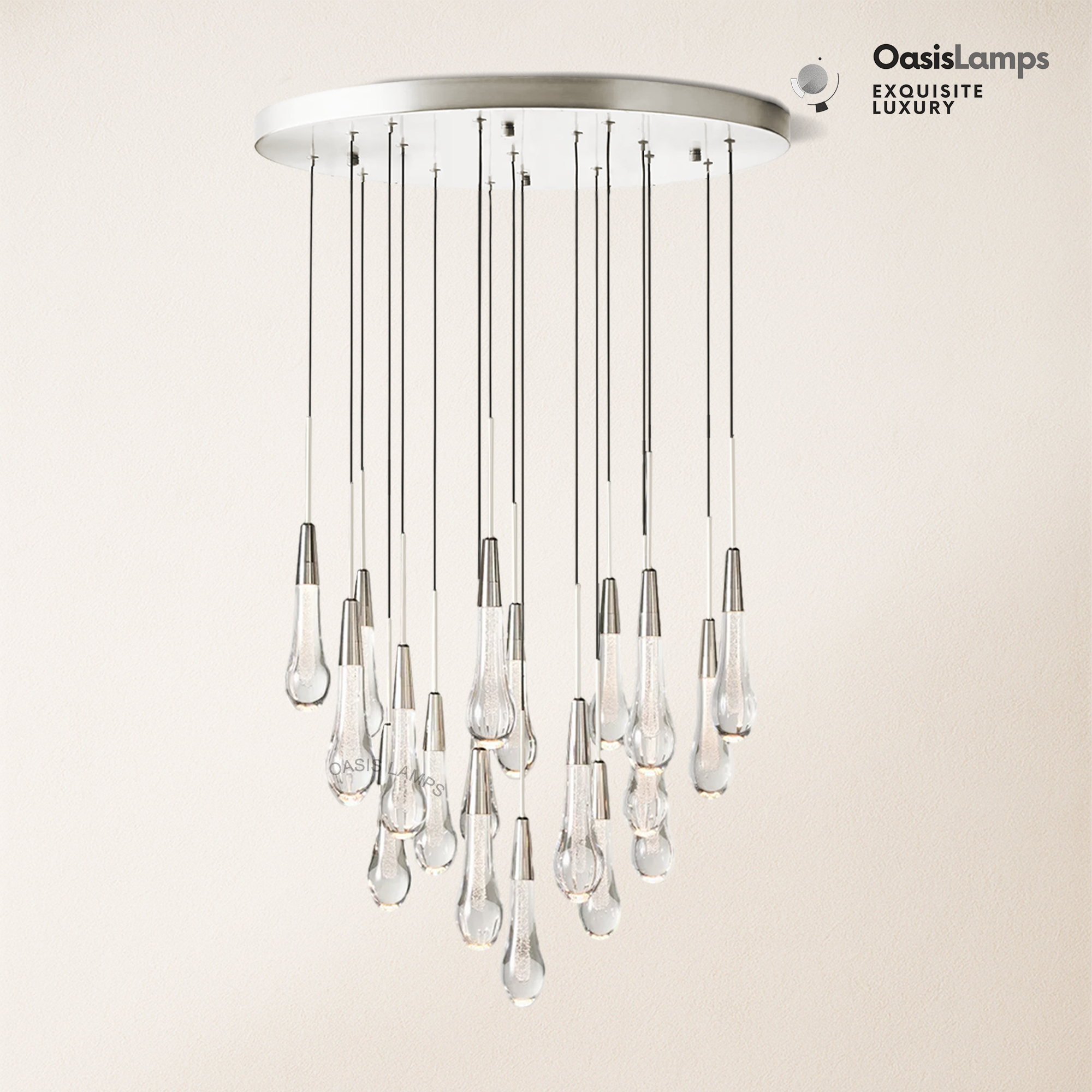 Elara Solitaires Round Crystal Chandelier 17'' 24'' 36'' 40'' 58''D#color_nickel,size_24"-19 lights