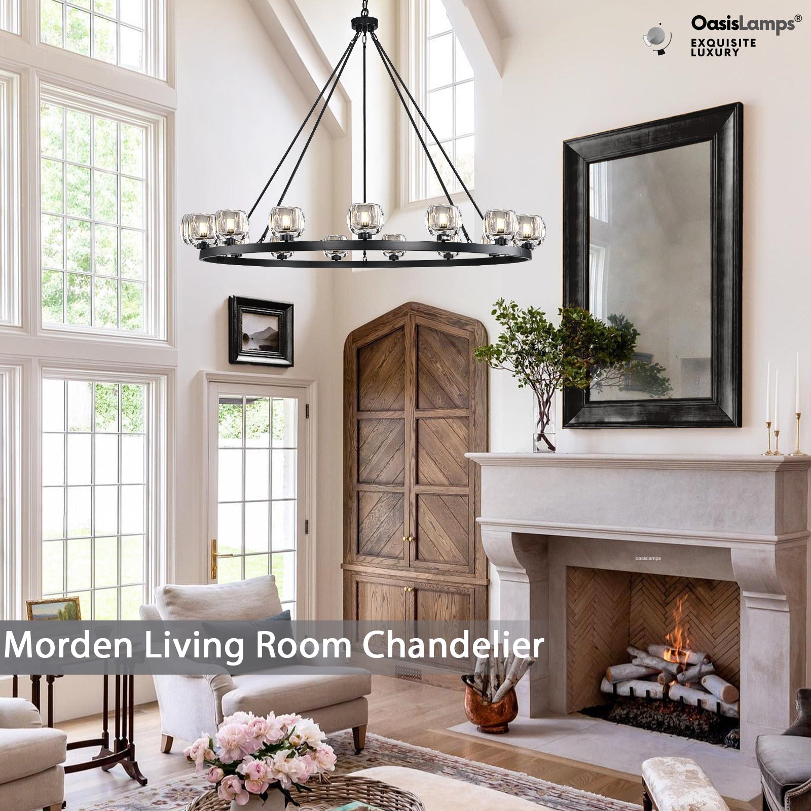 Vellum Round Chandelier 24" 36" 48" 59"D#size_59"-round,color_black