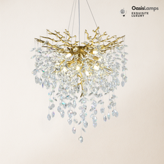 Frostleaf Grand Cascade Branches Chandelier 21'' 24" 32" 40"D#finish_brass,size_24"