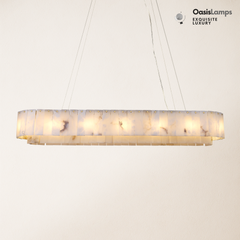 Sawyer Alabaster Rectangle Chandelier 40" 54"L#Color_Brass,size_54"