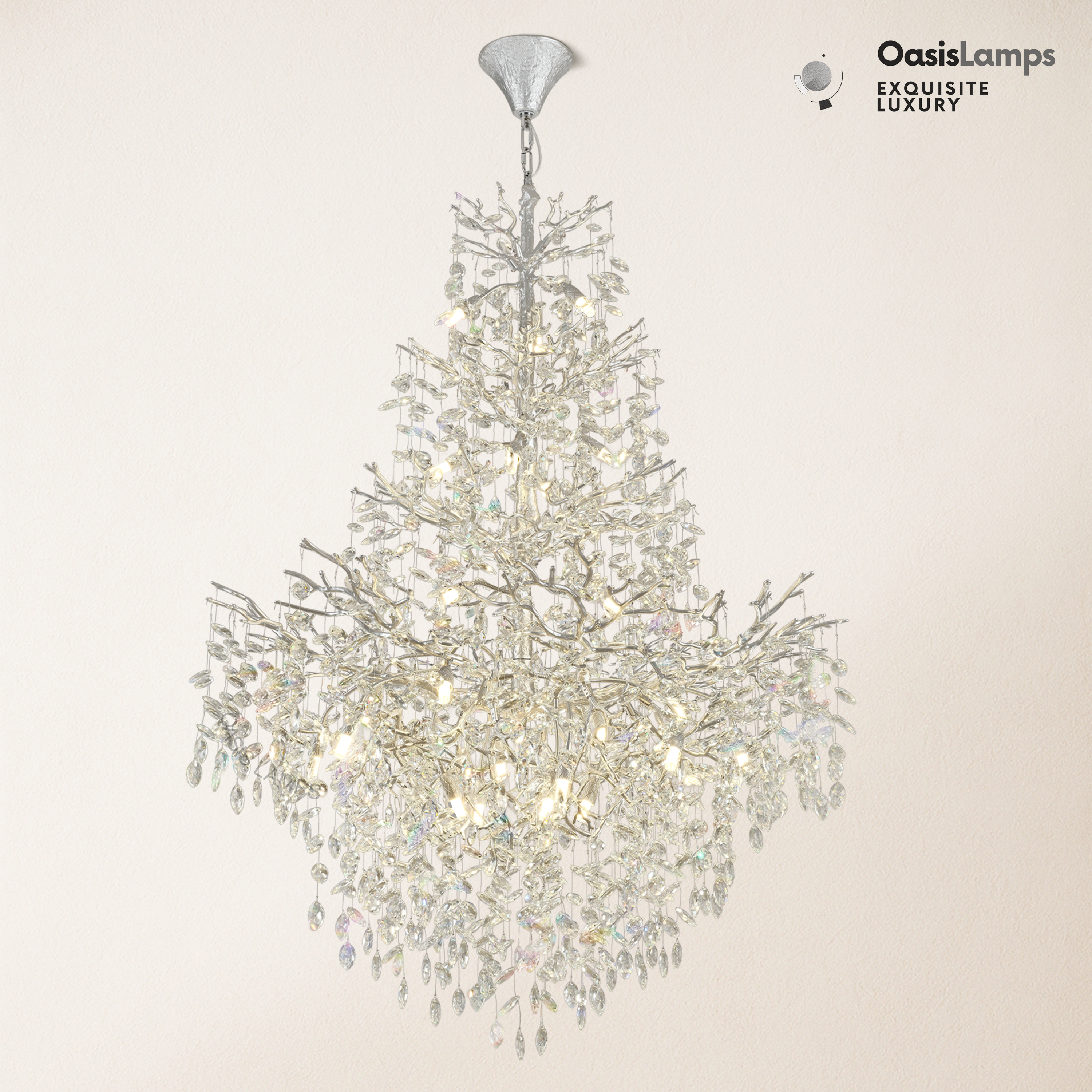 Frostleaf Cascade Grand Staircase Chandelier 61" 65"#Color_silver,Size_H65"