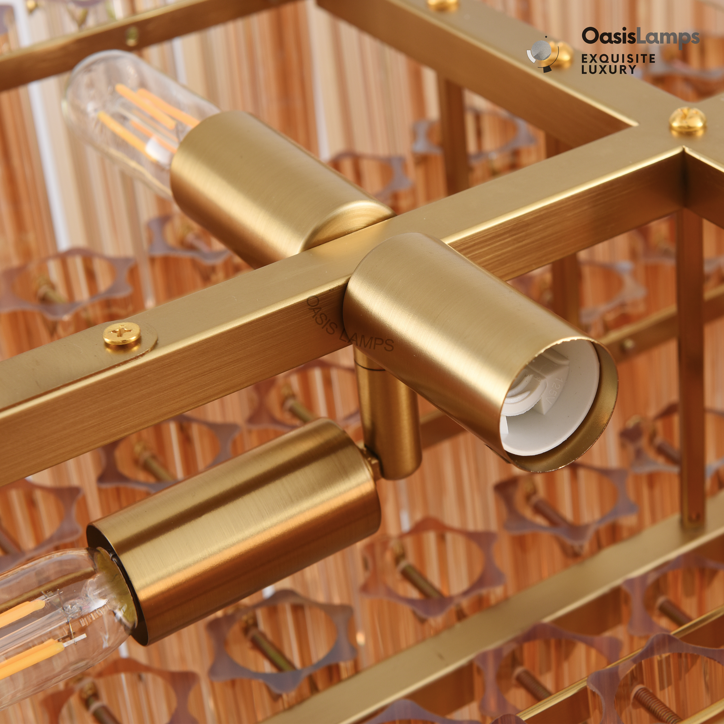 Ethereal Radiance Clear/Amber Rectangular Crystal Chandelier 43"L#glass color_amber,size_43in